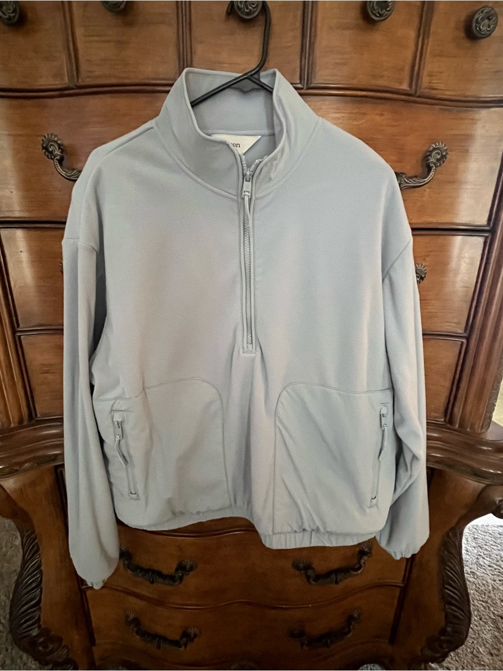 Vuori Light Grey Quarter-Zip Shirt Jacket
